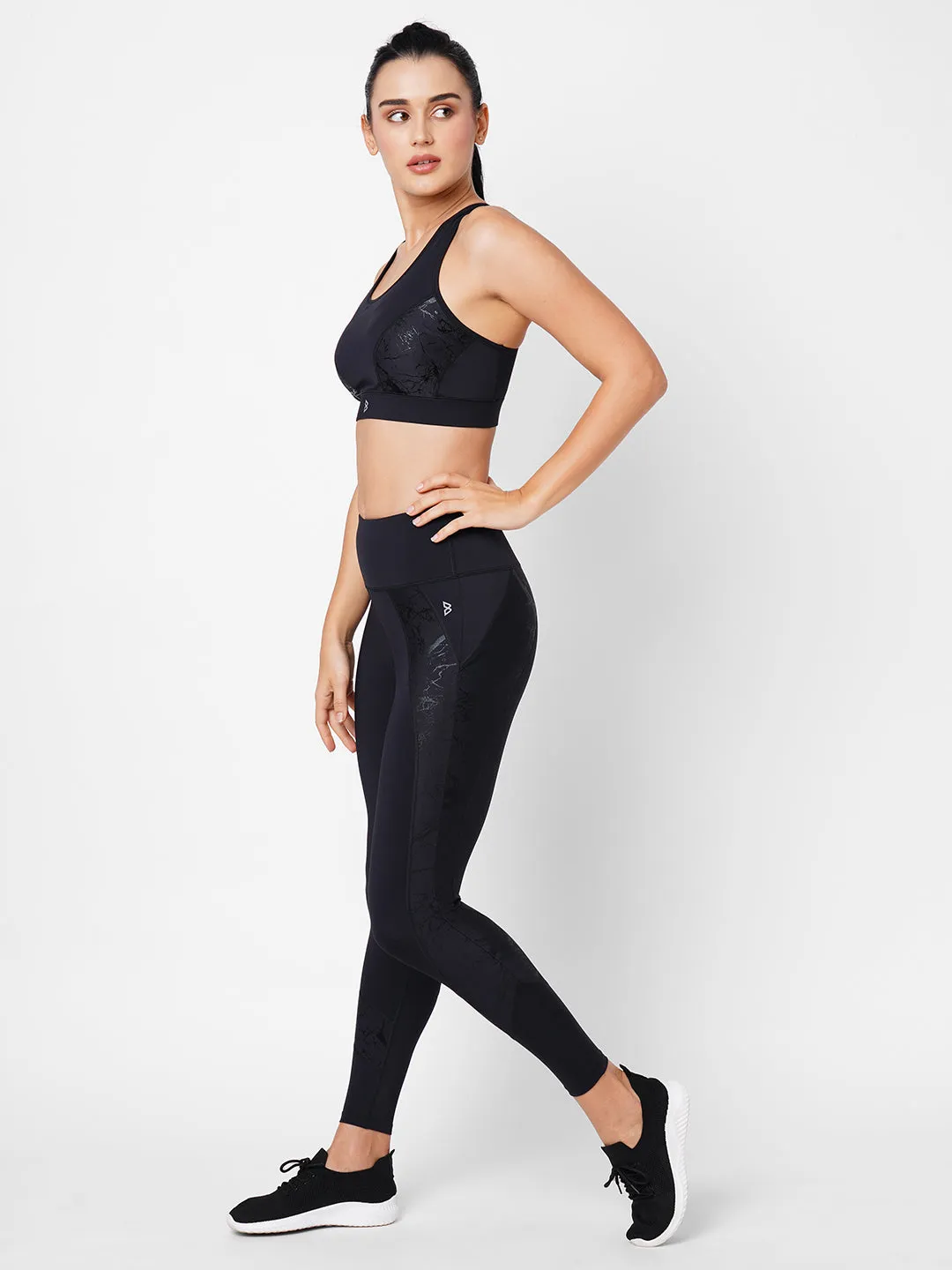 Black Marble Sports Bra