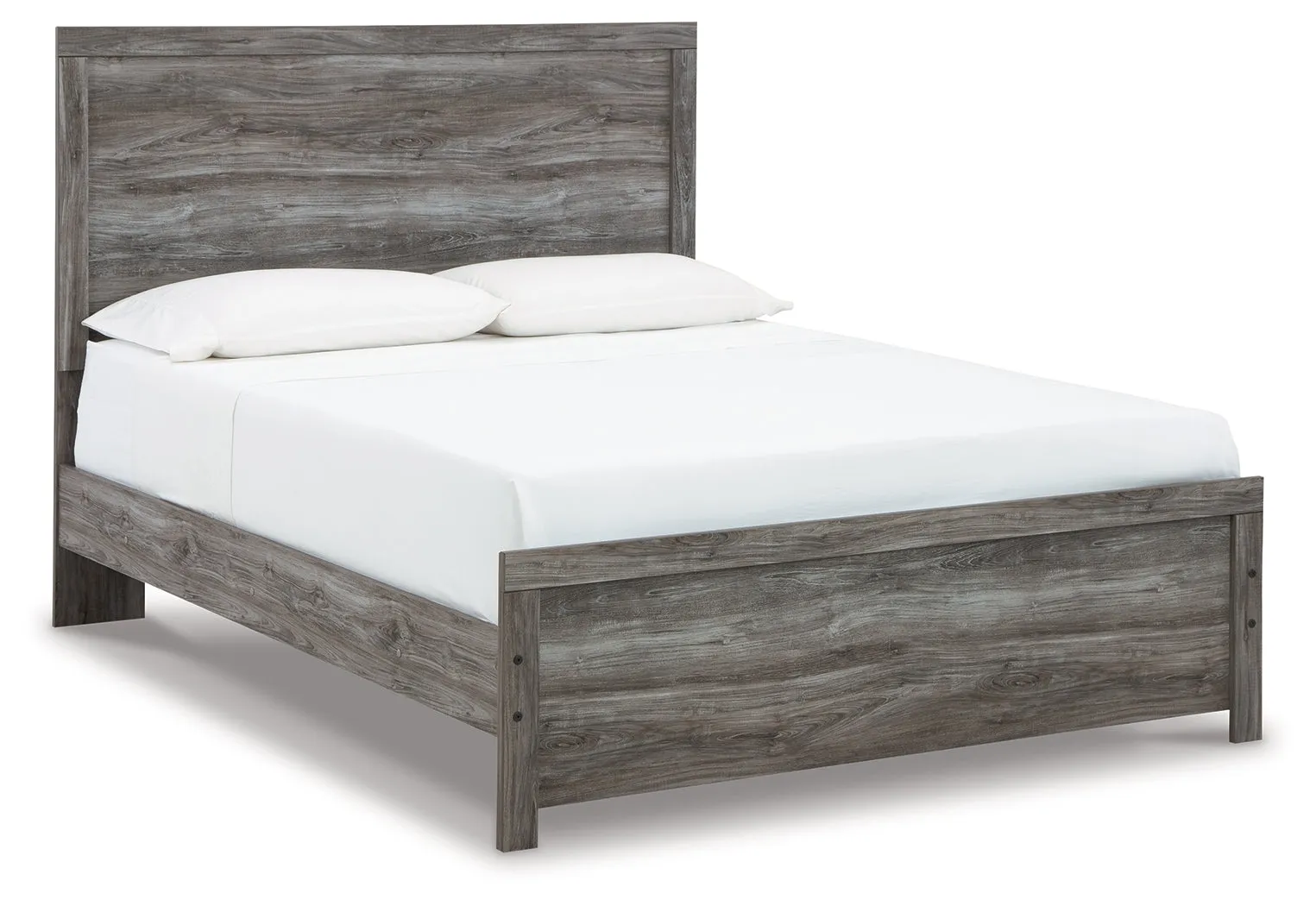 Bronyan Queen Panel Bed with Mirrored Dresser and Chest in Dark Gray