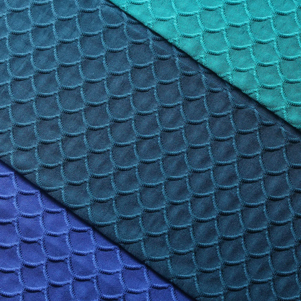Teal Blue Scallop TikTok Nylon Spandex Fabric
